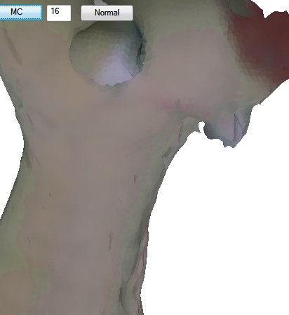 The same surface after Taubin smoothing, visibly cleaner without having shrunk.